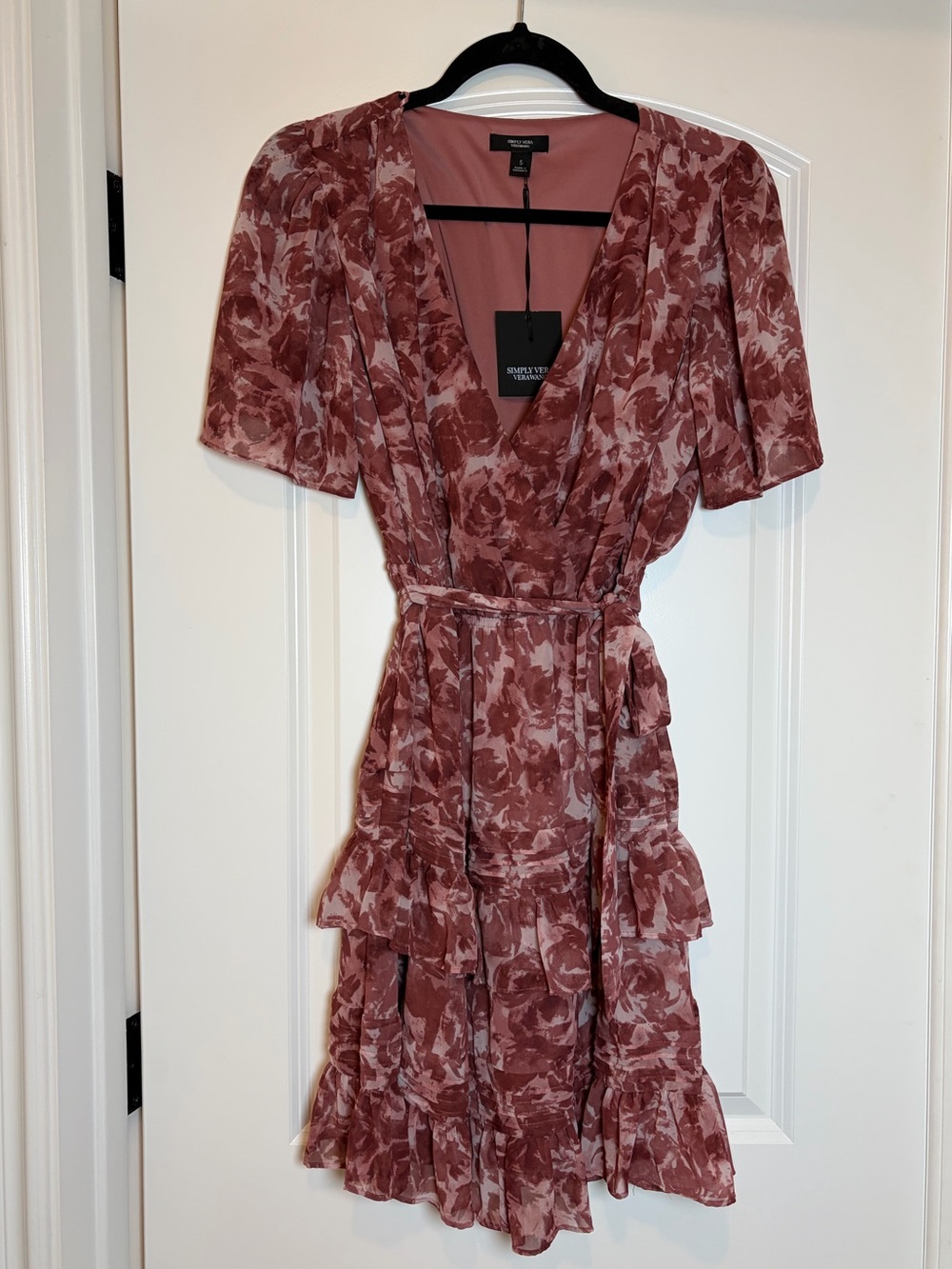 Simply Vera Vera Wang Rose-Mauve Floral Ruffle Midi Dress